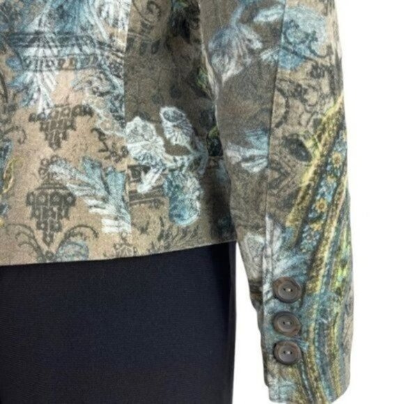Javier Simorra Barcelona floral paisley blazer jacket lined shoulder pads size 4 - Picture 8 of 12